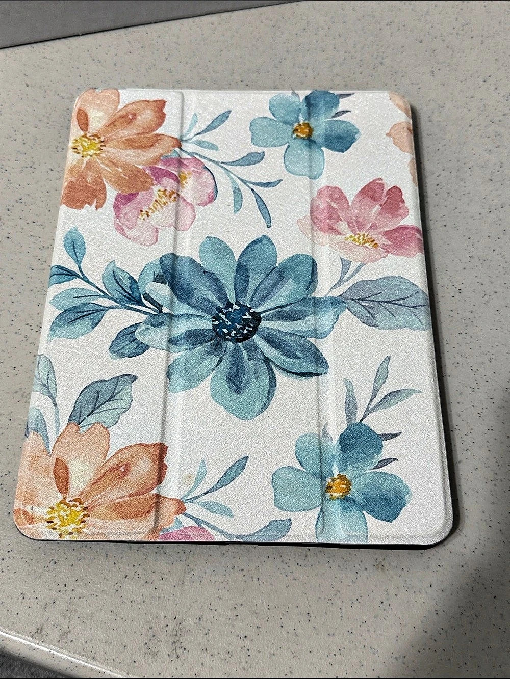 Floral IPad Gen 9 Tablet Case Blue & Pink Like New